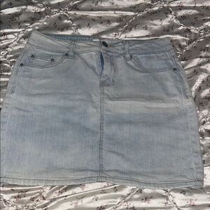 Casual Light Blue Denim Mini Skirt